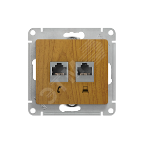 GSL000585 Glossa Розетка телефон/компьютер RJ11+RJ45 Cat. 5e, дуб, механизм (уп.10шт.) Schneider Electric GSL000585