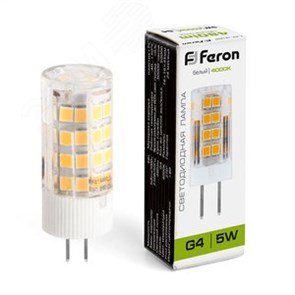 25861 LB-432 (5W) 230V G4 4000K JCD Лампа светодиодная капсула (уп.100шт.) FERON (Китай) 25861