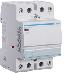 ESC240S/ESN240B Контактор модульный бесшумный, 2н.о., AC1/AC7a 40A, Uупр.=230В 50/60Гц, ширина 3М ESC240S