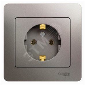 GSL001242 Glossa Розетка 1 гнездо с заземлением, платина, механизм (уп.15шт.) Schneider Electric GSL001242