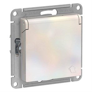 ATN000446 AtlasDesign Механизм розетки 1 гнездо с заземлением, шторками и крышкой, жемчуг (уп.10шт.) Systeme Electric (Россия) ATN000446