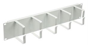 JB08-2U-GY Кабельный органайзер горизонтальный 19" 2U, 5 колец, металлический, цвет серый Cabeus JB08-2U-GY