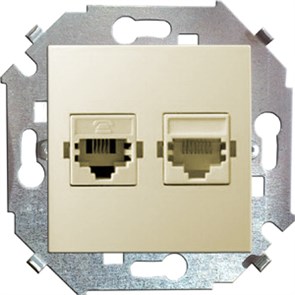 1591590-031 Розетка телефонная + компьютерная RJ11+RJ45 кат.5е, слоновая кость (уп.20шт.) 1591590-031