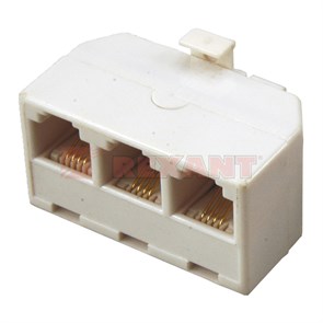 FD 03-0041/FD 6004 Телефонный тройник (штекер - 3 гнезда) 6P-4C (уп.50/500шт.) REXANT FD 03-0041/6004