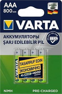 56703.101.414 Аккумулятор Ready2Use R03 800mAh Ni-MH AAA BL4, блистер 4шт. (уп.40/200шт.) Varta 56703.101.414