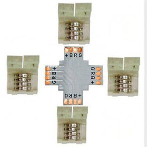 SC41UXESB Ecola LED strip connector комплект X гибкая соед. плата + 4 зажимных разъема 4-х конт. 10mm (уп.30шт.) SC41UXESB