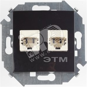 1591593-032 Розетка компьютерная двойная RJ45 кат.5е черная (уп.20шт.) Simon Electric 1591593-032