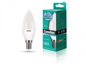 LED12-C35/845/E14 B LED 12Вт E14 4500К 990Лм свеча 220В (замена 100Вт) Лампа светодиодная (уп.10/100шт.) Camelion (Китай) LED12-C35/845/E14