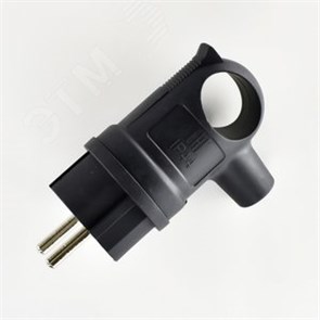 106-0400-0109/109 Вилка с заземлением угловая каучуковая с кольцом IP44, черная (уп.24шт.) Lezard (Китай) 106-0400-0109/109