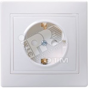 ERK11-K01-16-DM КВАРТА РСш10-3-КБ Розетка 1 гнездо с заземлением и шторками 16А, в сборе, белая (уп.10шт.) IEK® ERK11-K01-16-DM