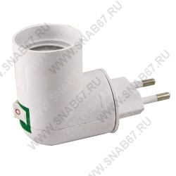 SQ0335-1007 Переходник вилка - Е27 с выключателем белый (уп.20шт.) TDM SQ0335-1007