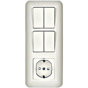 BK2VR-006B-B Prima С/У Блок: Розетка с/з и шторками 16А, 250В + выключатель 2кл. + выключатель 2кл., белый (уп.27шт.) Schneider Electric BK2VR-006B-B