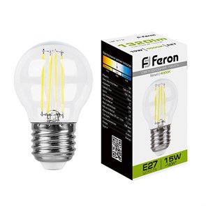 38252 LB-515 (15W) 230V E27 2700K G45 Filament Лампа светодиодная (уп.10/100шт.) FERON (Китай) 38252