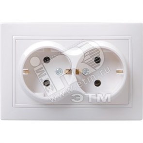 ERK24-K01-16-DM КВАРТА РС12-3-КБ Розетка 2 гнезда с заземлением без шторок 16А, в сборе, белая (уп.8шт.) IEK® ERK24-K01-16-DM