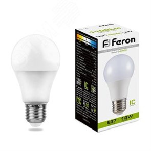 25487 LB-93 A LED 12Вт E27 4000К 1100Лм груша 220В (замена 100Вт) Лампа светодиодная (уп.10/100шт.) FERON (Китай) 25487