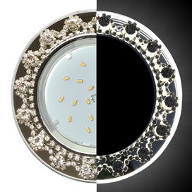SW53RNECB Ecola GX53 H4 LD5360 Glass Круг с  прозр. стразами/фон зерк./центр.часть хром 52x120 (к+) Светильник встраиваемый (уп.10/50шт.) SW53RNECB
