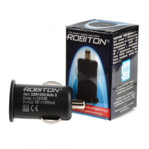 USB1000/Auto USB 5В 1A, 12-24В Автомоб. адаптер/блок питания ROBITON 4607075947504