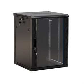 TWB-1266-GP-RAL9004 Шкаф настенный 19", 12U, 650x600х600мм (ВхШхГ), стеклянная дверь Hyperline 392634