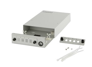 FO-WBX-4UN-MK Бокс оптический настенный на 4 порта (SC, duplex LC, ST, FC) с держателем для 8 КДЗС FO-WBX-4UN-MK
