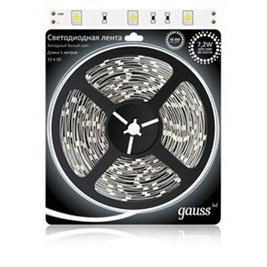 312000307 Gauss LED 5050/30-SMD 7.2W 12V DC Лента св/д IP20 холодный белый цвет (уп.5м.) 312000307