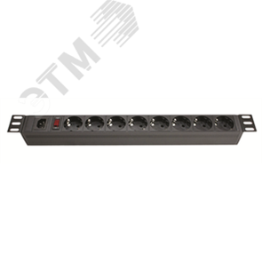 R519SH8OPSHC14 RAM telecom Блок розеток для 19" шкафов, горизонтальный, 8 розеток с выключателем ДКС (Китай) R519SH8OPSHC14