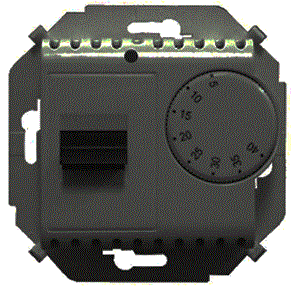 1591775-032 S15 Регулятор тёплого пола, с зондом, 16А, 230В, 3600Вт, 5-40°, IP20, черный (уп.15шт.) 1591775-032