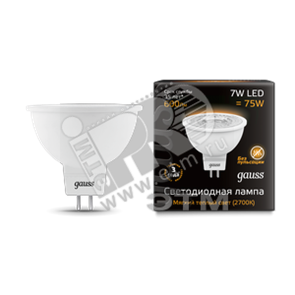 101505107 Gauss LED 7вт 220в GU5.3 теплый Лампа светодиодная (уп.10шт/10шт) 101505107