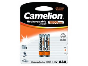 NH-AAA1000BP2 Аккумулятор Ni-Mh AAA 1,2В 1000mAh блистер 2шт. (уп.24/480шт.) Camelion NH-AAA1000BP2-1