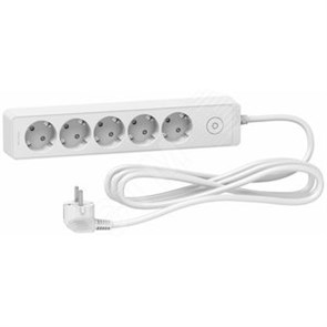 ST9453W UNICA EXTEND удлинитель 5 розеток 2К+З, кабель 3м, белый Schneider Electric ST9453W