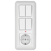 BK2VR-005B-B Prima С/У Блок: Розетка с/з и шторками 16А, 250В + выключатель 2кл.с подсветкой + выключатель 2кл., белый (уп.27шт.) Schneider Electric BK2VR-005B-B