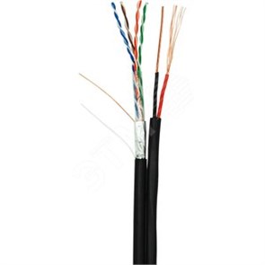 EC-UF004-5E-PC075-PE-BK Кабель F/UTP 4 пары Cat.5e одножильный медный с многожильным силовым кабелем 0,75мм², внешний, черный (кор.305м.) NETLAN EC-UF004-5E-PC075-PE-BK
