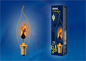 IL-N-CW35-3/RED-FLAME/E14 Лампа декоративная с типом свечения "эффект пламени" форма "свеча на ветру" (уп.100шт.) UNIEL (Китай) UL-00002982