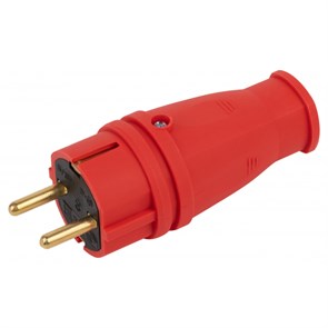 VX10-R-IP44 Вилка каучуковая c заземлением 16А IP44 прямая красная ЭРА Б0055415