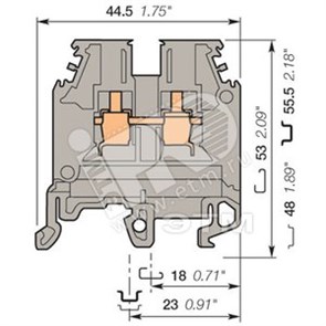 1SNA115116R0700 Клемма на DIN-рейку M4/6 винт 4мм² серая (уп.50шт.) ABB 1SNA115116R0700