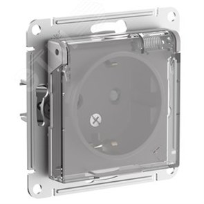 ATN440346 AtlasDesign Aqua Механизм розетки 1 гнездо с заземлением, шторками и прозрачной крышкой IP44, карбон Systeme Electric ATN440346