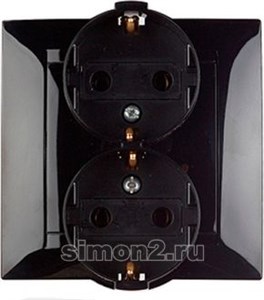 1590459-032 S15 Розетка двойная 2Р+Е Schuko, 16А, 250В, винтовой зажим, чёрный ВЫВЕДЕНА ИЗ АССОРТИМЕНТА 1590459-032