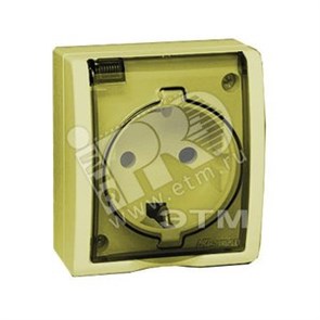 1594445-031 S15 Розетка 2Р+Е Schuko с крышкой полупр., IP54, 16А 250В, винт.зажим, сл. кость (уп.10шт.) 1594445-031
