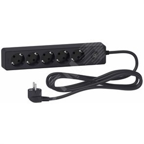 ST9453B UNICA EXTEND удлинитель 5 розеток 2К+З, кабель 3м, ЧЁРНЫЙ Schneider Electric ST9435W
