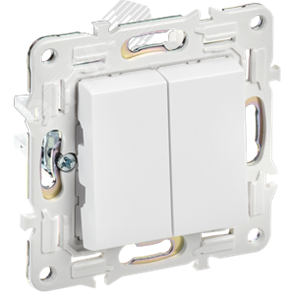SK-V20-0-10-K01 Skandy Механизм выключателя двухклавишного (сх.5), арктический белый (уп.10шт.) IEK® (Китай) SK-V20-0-10-K01