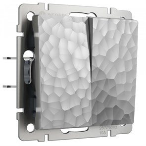 W1220006 Hammer Выключатель двухклавишный, серебряный (уп.10шт.) Werkel™ a052083-1