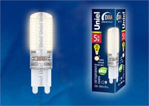 LED-JCD-5W/WW/G9/CL/DIM Лампа светодиодная диммируемая (уп.20шт.) UNIEL LED-JCD-5W/WW/G9/CL/DIM