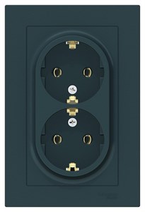 ATN000824 Atlasdesign Розетка  двойная с заземлением, 16А, в сборе изумруд (уп.2шт.) Systeme Electric ATN000824
