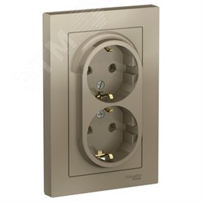 ATN000524 AtlasDesign Розетка двойная с заземлением, шампань, в сборе (уп.6шт.) Systeme Electric (Россия) ATN000524