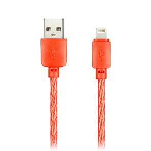 ik-512SPS red Дата-кабель USB-A штекер -8pin штекер Apple, Silicone Spiral 1м красный  SmartBuy ik-512SPS red