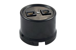 В1-303-23 "Лизетта" пластик Розетка телефон RJ11 + компьютер RJ45 черная (уп.36шт.) BIRONI В1-303-23