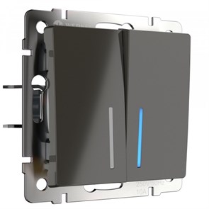 WL07-SW-2G-2W-LED Выключатель двухклавишный проходной с подсветкой, серо-коричневый ВЫВЕДЕНА ИЗ АССОРТИМЕНТА a035911-1