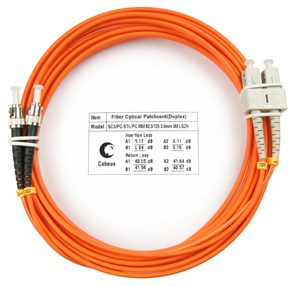 7632c FOP-62-SC-ST-5m Патч-корд волоконно-оптический (шнур) duplex SC-ST MM 62,5/125 5м LSZH Cabeus 7632c