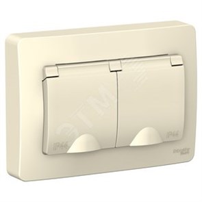 BLNRS441122 Blanca Розетка 2 гнезда с заземлением, шторками и крышкой IP44, молочная, в сборе (уп.5шт.) Systeme Electric (Россия) BLNRS441122