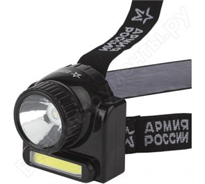 GA-501 Фонарь АР АРМИЯ РОССИИ налобный Гранит [3Вт COB + 3Вт LED, ближ и дальн свет, аккум, карт] ЭРА (Китай) Б0030185