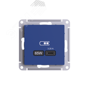 ATN001127 Atlasdesign Механизм розетки USB тип-C 65Вт высокоскор. заряд. QC PD, аквамарин Systeme Electric (Россия) ATN001127
